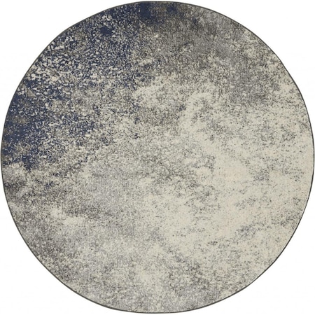 Homeroots 4 ft. Round Charcoal & Ivory Abstract Area Rug 385293